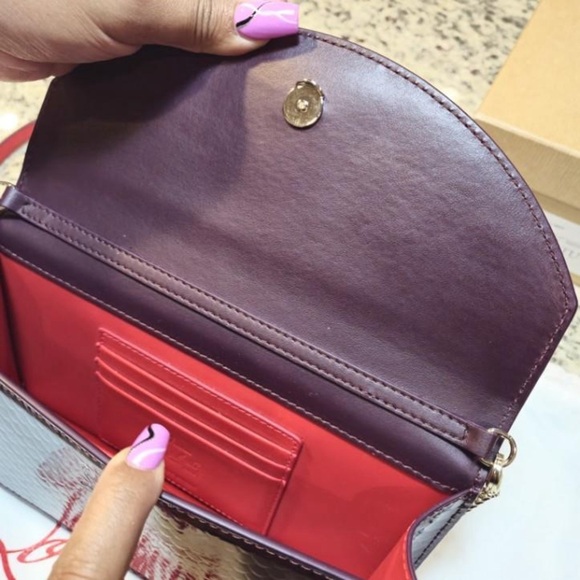 NEW Christian Louboutin Loubi54 Shoulder Bag in Merlot Patent Snake Embossed - Picture 11 of 13